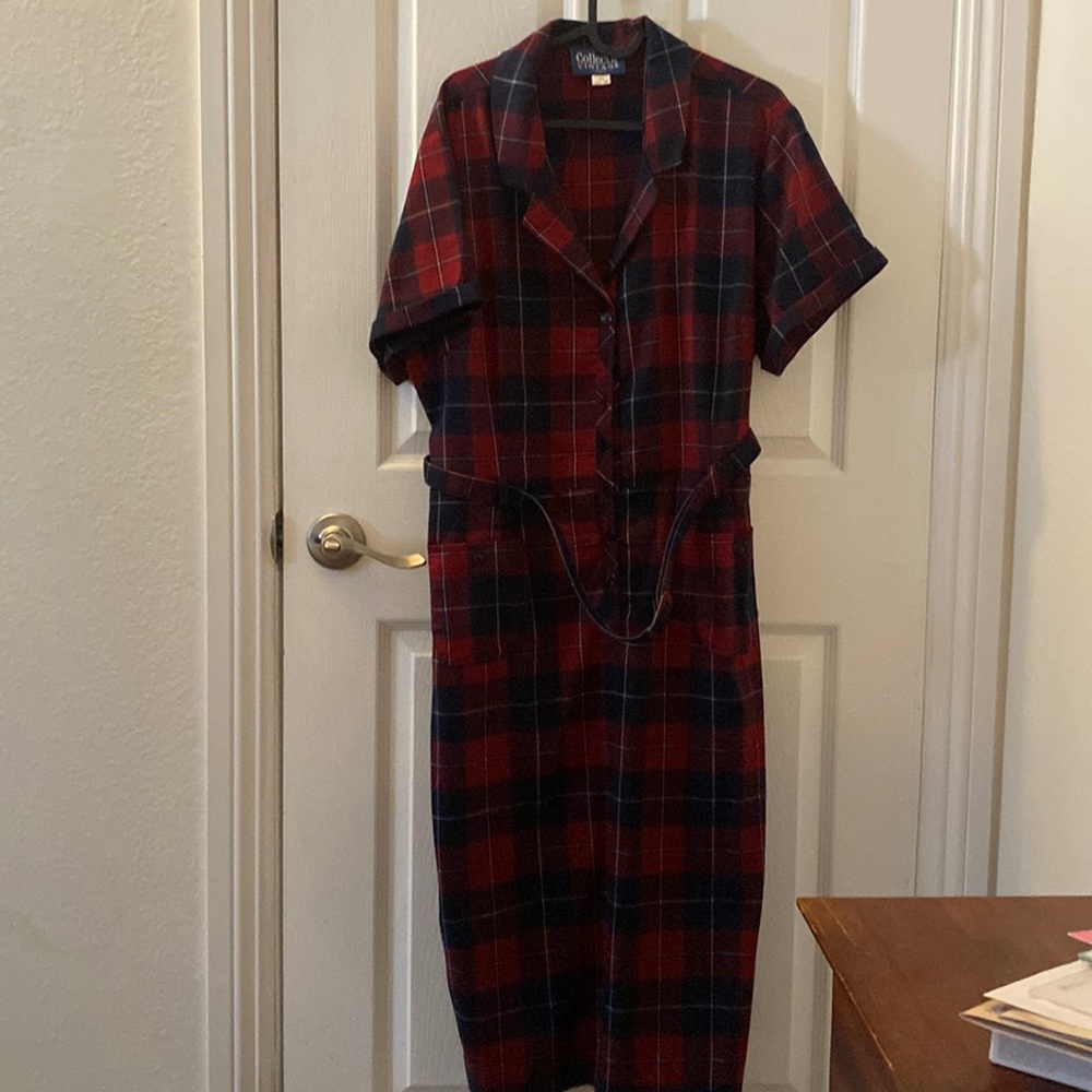 Collectif red plaid dress